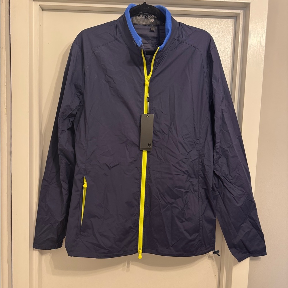 Greyson Navy Windbreaker with Yellow Trim